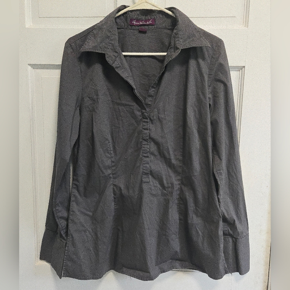 Gloria Vanderbilt Charcoal Blouse